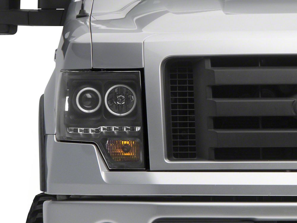 Raxiom G2 Super White LED Halo Projector Headlights; Black Housing; Clear Lens (09-14 F-150 w/ Factory Halogen Headlights)
