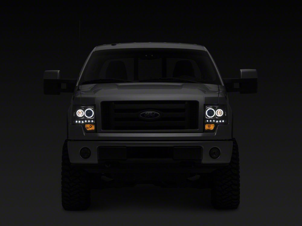 Raxiom G2 Super White LED Halo Projector Headlights; Black Housing; Clear Lens (09-14 F-150 w/ Factory Halogen Headlights)