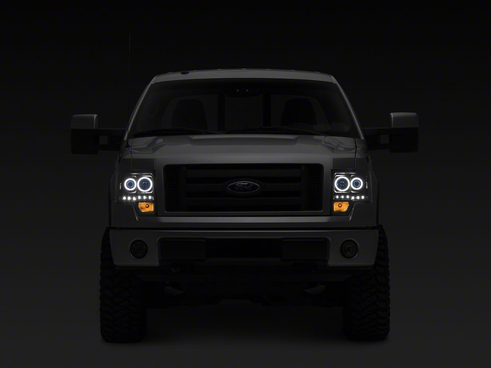 Raxiom G2 Super White LED Halo Projector Headlights; Black Housing; Clear Lens (09-14 F-150 w/ Factory Halogen Headlights)