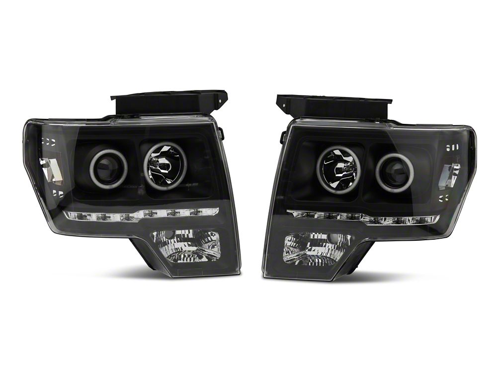 Raxiom G2 Super White LED Halo Projector Headlights; Black Housing; Clear Lens (09-14 F-150 w/ Factory Halogen Headlights)