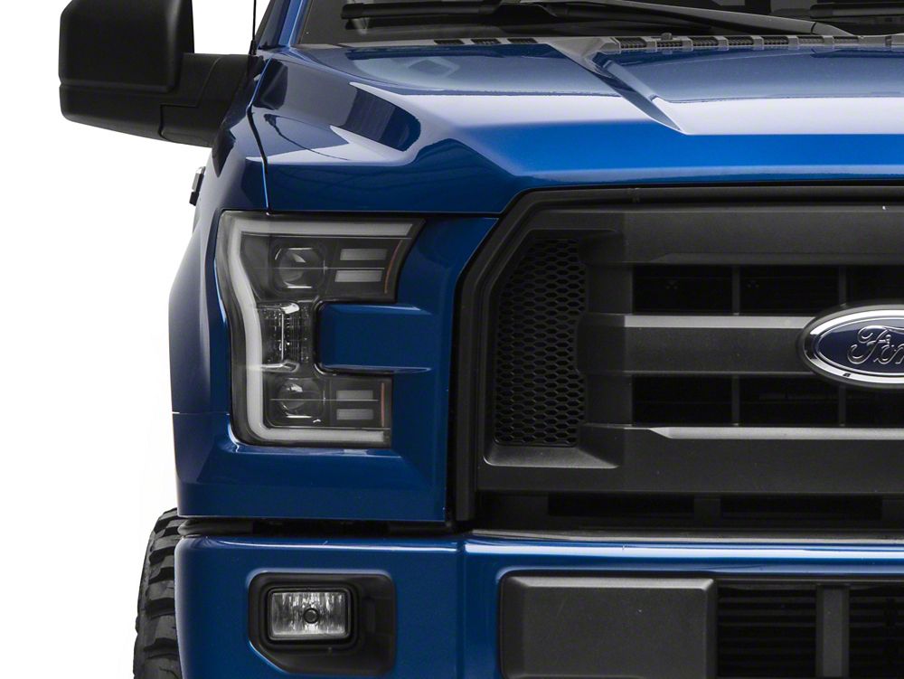 Raxiom G3 Projector Headlights with LED Accent; Black Housing; Clear Lens (15-17 F-150 w/ Factory Halogen Headlights)