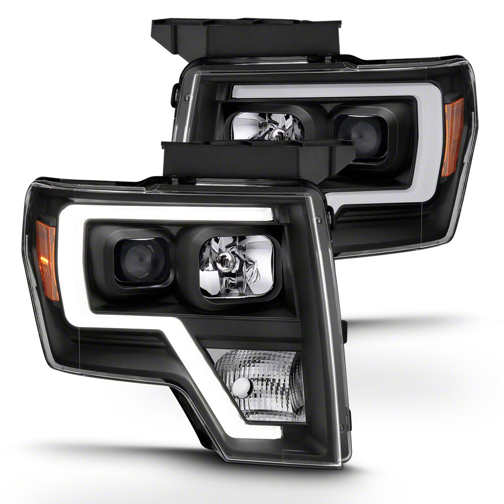 Raxiom Projector Headlights with LED Accent; Black Housing; Clear Lens (09-14 F-150 w/ Factory Halogen Headlights)