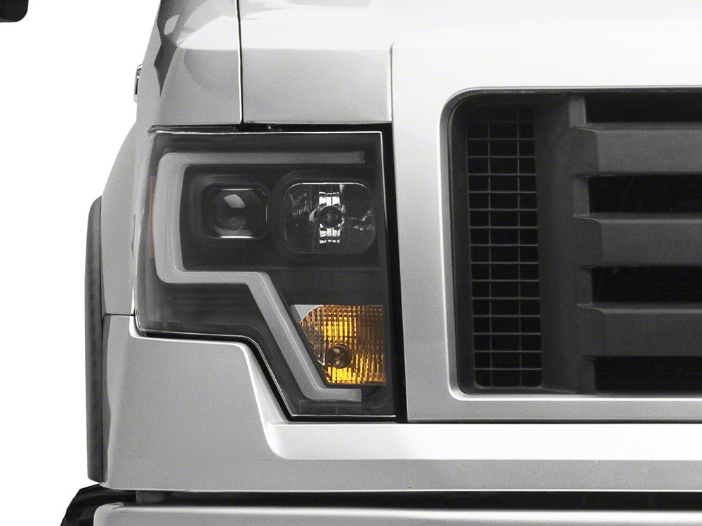 Raxiom Projector Headlights with LED Accent; Black Housing; Clear Lens (09-14 F-150 w/ Factory Halogen Headlights)