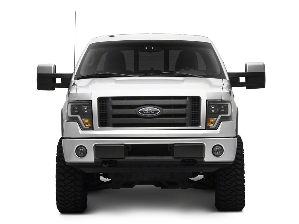 Raxiom Projector Headlights with LED Accent; Black Housing; Clear Lens (09-14 F-150 w/ Factory Halogen Headlights)