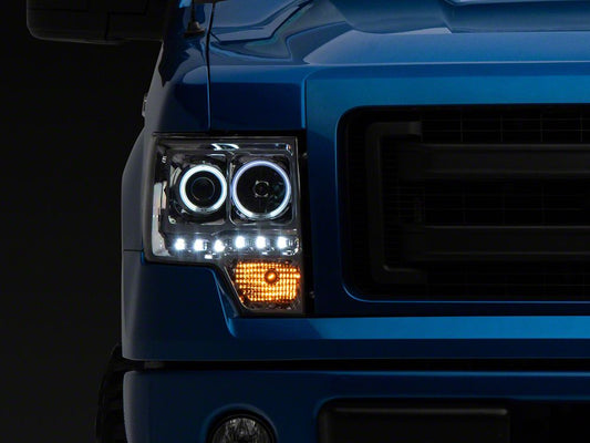 Raxiom G2 CCFL Halo Projector Headlights; Chrome Housing; Clear Lens (09-14 F-150 w/ Factory Halogen Headlights)