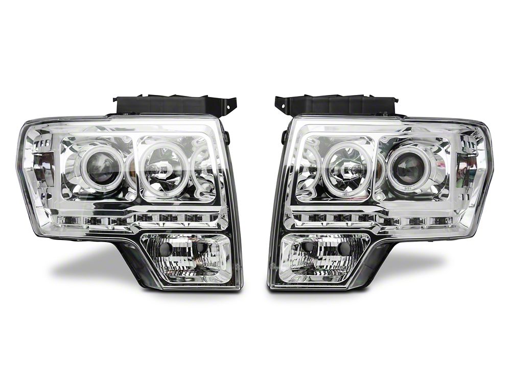 Raxiom G2 CCFL Halo Projector Headlights; Chrome Housing; Clear Lens (09-14 F-150 w/ Factory Halogen Headlights)