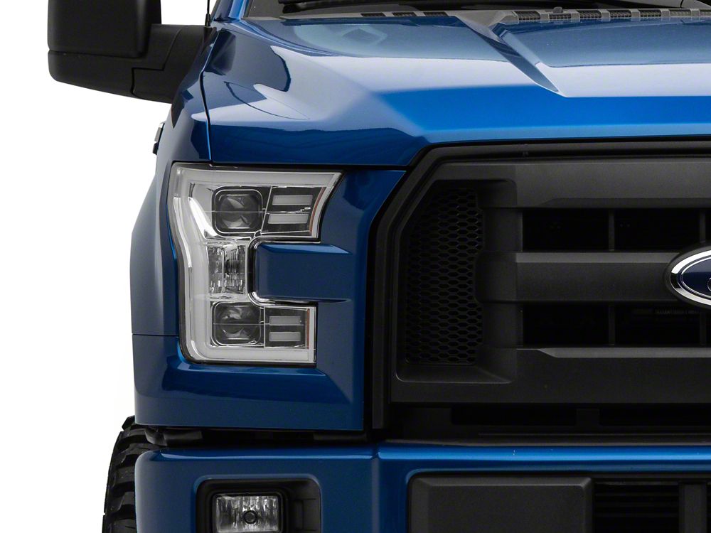 Raxiom Projector Headlights with LED Accent; Chrome Housing; Clear Lens (15-17 F-150 w/ Factory Halogen Headlights)