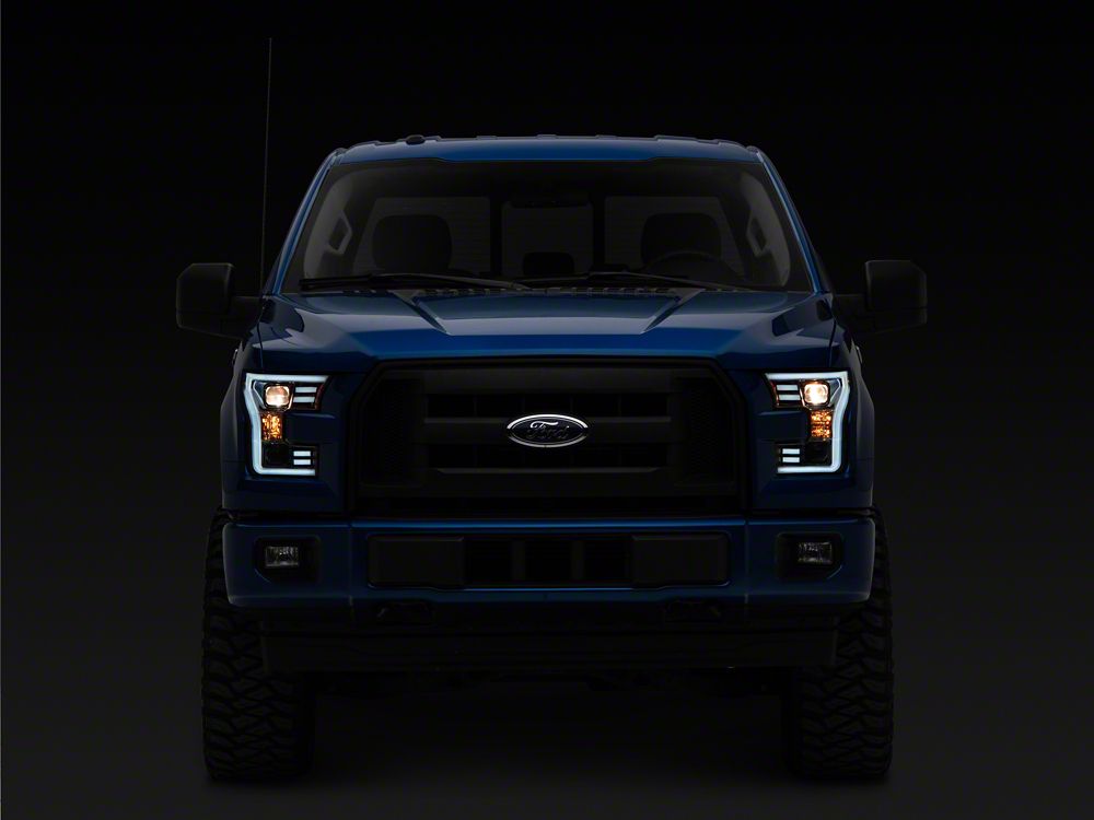 Raxiom Projector Headlights with LED Accent; Chrome Housing; Clear Lens (15-17 F-150 w/ Factory Halogen Headlights)