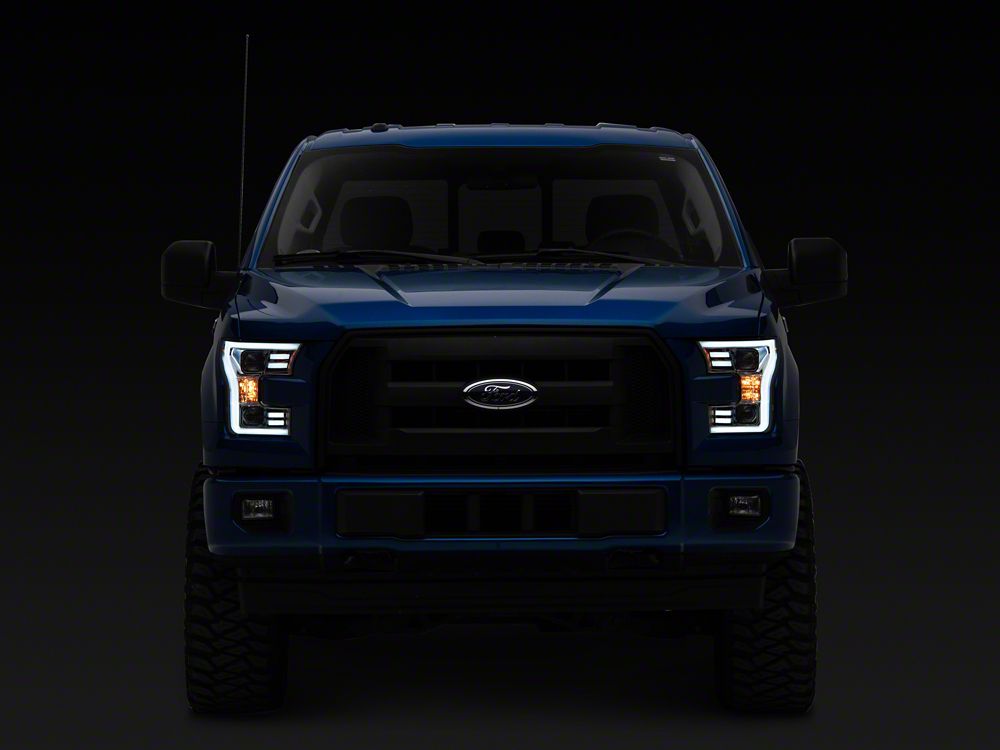 Raxiom Projector Headlights with LED Accent; Chrome Housing; Clear Lens (15-17 F-150 w/ Factory Halogen Headlights)