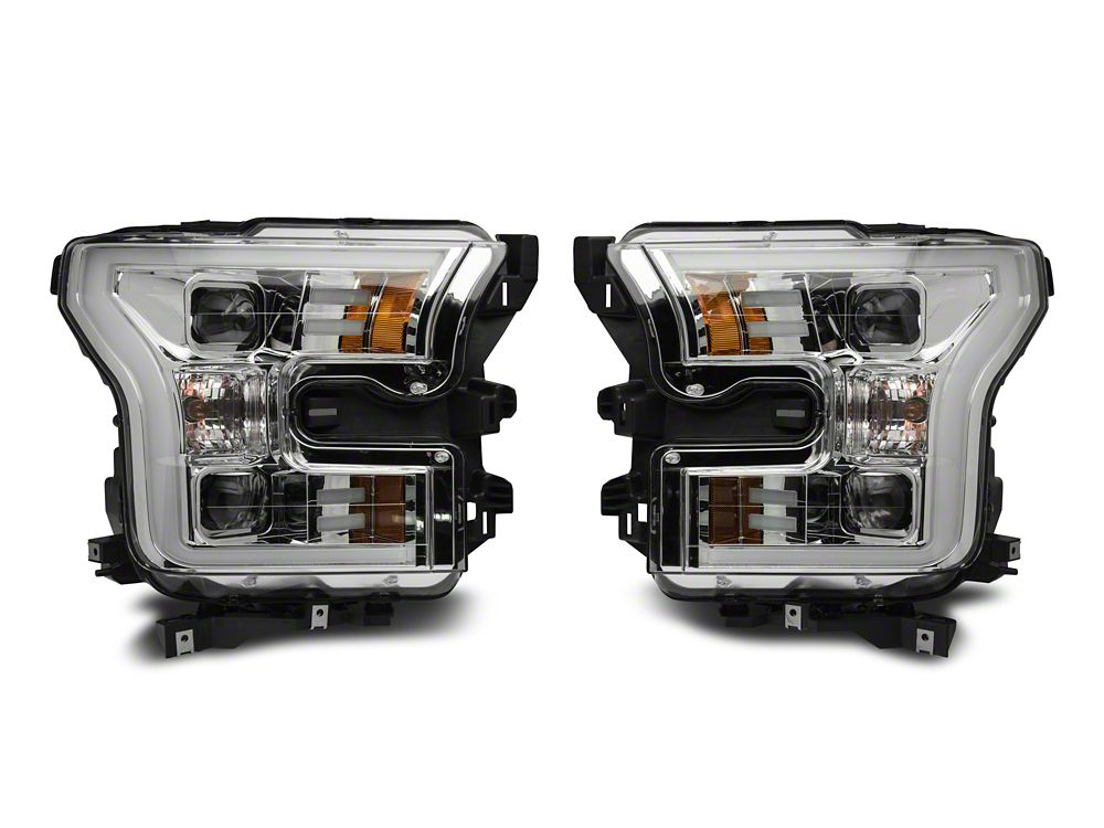 Raxiom Projector Headlights with LED Accent; Chrome Housing; Clear Lens (15-17 F-150 w/ Factory Halogen Headlights)
