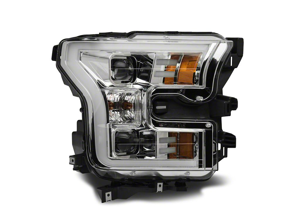 Raxiom Projector Headlights with LED Accent; Chrome Housing; Clear Lens (15-17 F-150 w/ Factory Halogen Headlights)