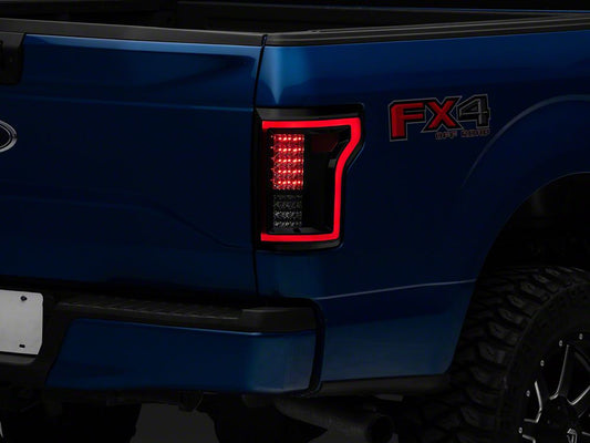 Raxiom LED Tail Lights; Black Housing; Smoked Lens (15-17 F-150 w/ Factory Halogen Non-BLIS Tail Lights)