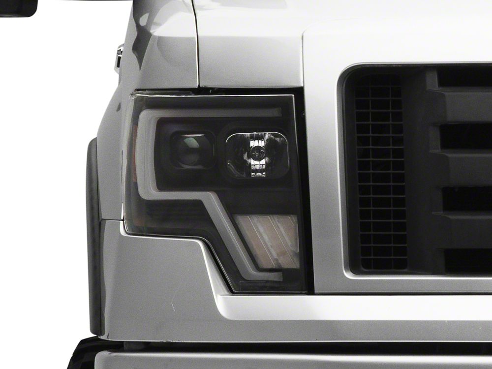 Raxiom G4 Projector Headlights; Black Housing; Clear Lens (09-14 F-150 w/ Factory Halogen Headlights)