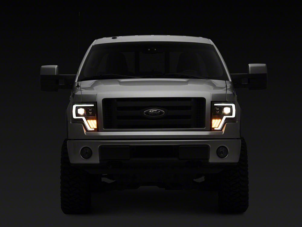 Raxiom G4 Projector Headlights; Black Housing; Clear Lens (09-14 F-150 w/ Factory Halogen Headlights)