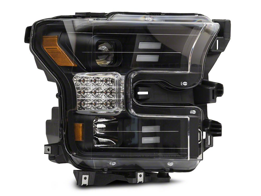 Raxiom LED Projector Headlights with Sequential Turn Signals; Black Housing; Clear Lens (15-17 F-150 w/ Factory Halogen Headlights)