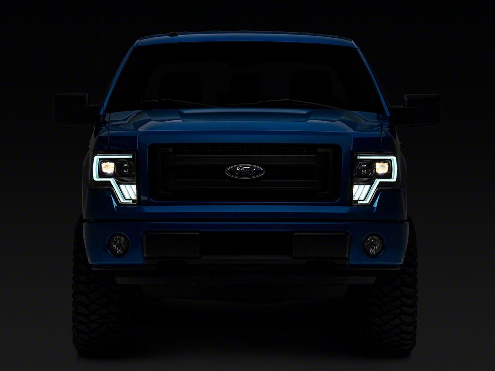 Raxiom Axial Series G4 Light Bar Switchback Projector Headlights; Black Housing; Clear Lens (09-14 F-150 w/ Factory Halogen Headlights)