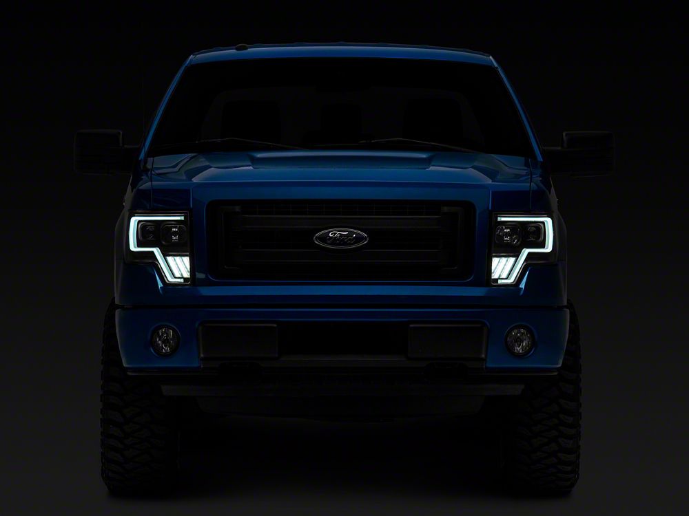 Raxiom Axial Series G4 Light Bar Switchback Projector Headlights; Black Housing; Clear Lens (09-14 F-150 w/ Factory Halogen Headlights)