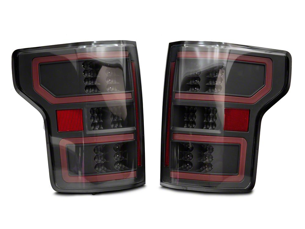 Raxiom Axial Series LED Tail Lights with Sequential Turn Signals; Black Housing; Clear Lens (18-20 F-150 w/ Factory Halogen Non-BLIS Tail Lights)