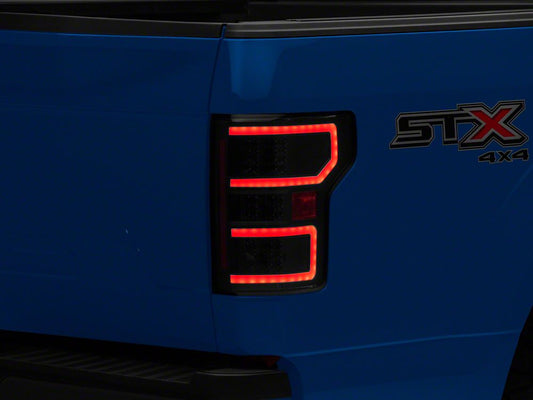 Raxiom LED Tail Lights; Black Housing; Clear Lens (18-20 F-150 w/ Factory Halogen Non-BLIS Tail Lights)