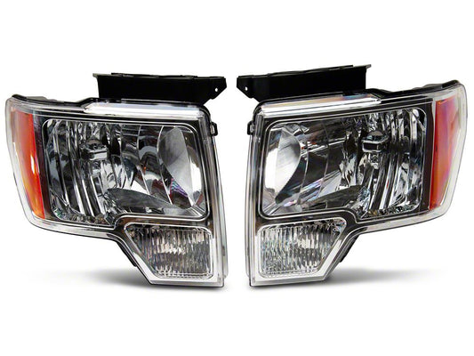 Raxiom Axial Series OEM Style Replacement Headlights; Chrome Housing; Clear Lens (09-14 F-150 w/ Factory Halogen Headlights)