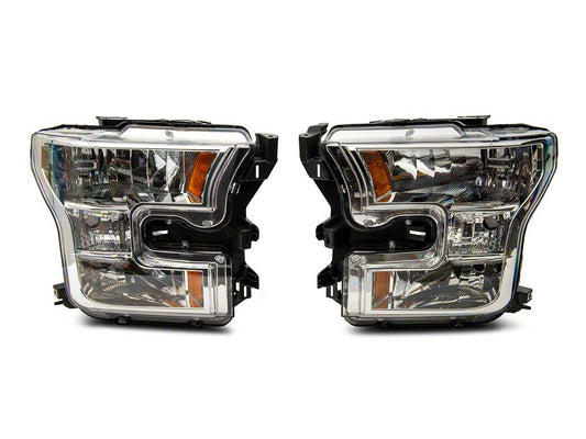 Raxiom Axial Series OEM Style Replacement Headlights; Chrome Housing; Clear Lens (15-17 F-150 w/ Factory Halogen Headlights)