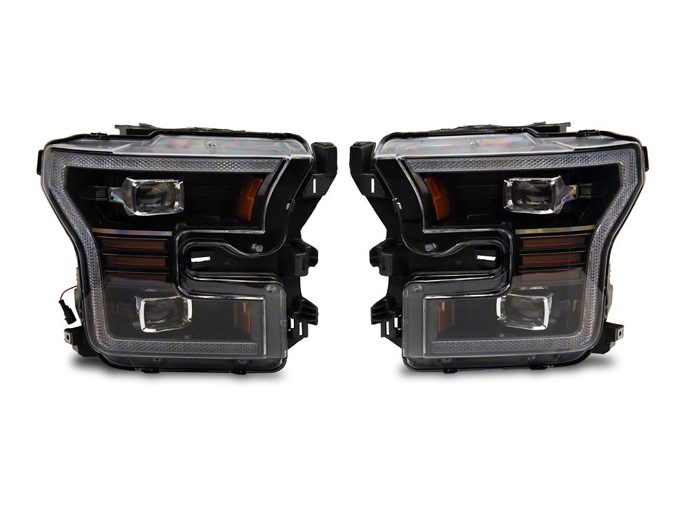 Raxiom LED Projector Headlights with LED Amber DRL; Black Housing; Clear Lens (15-17 F-150 w/ Factory Halogen Headlights)