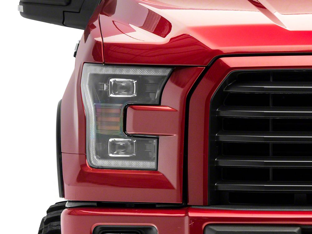 Raxiom LED Projector Headlights with LED Amber DRL; Black Housing; Clear Lens (15-17 F-150 w/ Factory Halogen Headlights)