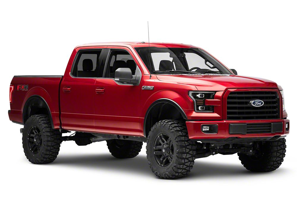 Raxiom LED Projector Headlights with LED Amber DRL; Black Housing; Clear Lens (15-17 F-150 w/ Factory Halogen Headlights)