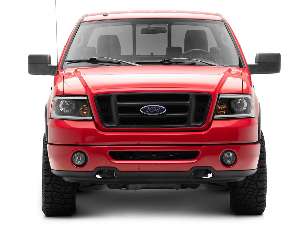 Raxiom Axial Series Projector Headlights with LED Bar; Black Housing; Clear Lens (04-08 F-150)