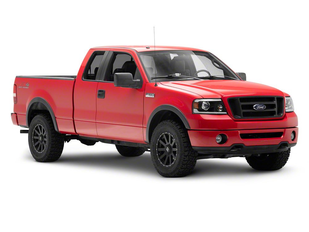 Raxiom Axial Series Projector Headlights with LED Bar; Black Housing; Clear Lens (04-08 F-150)