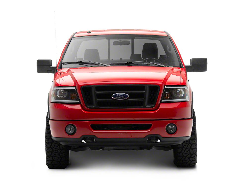 Raxiom Axial Series Projector Headlights with Sequential LED Bar; Black Housing; Clear Lens (04-08 F-150)