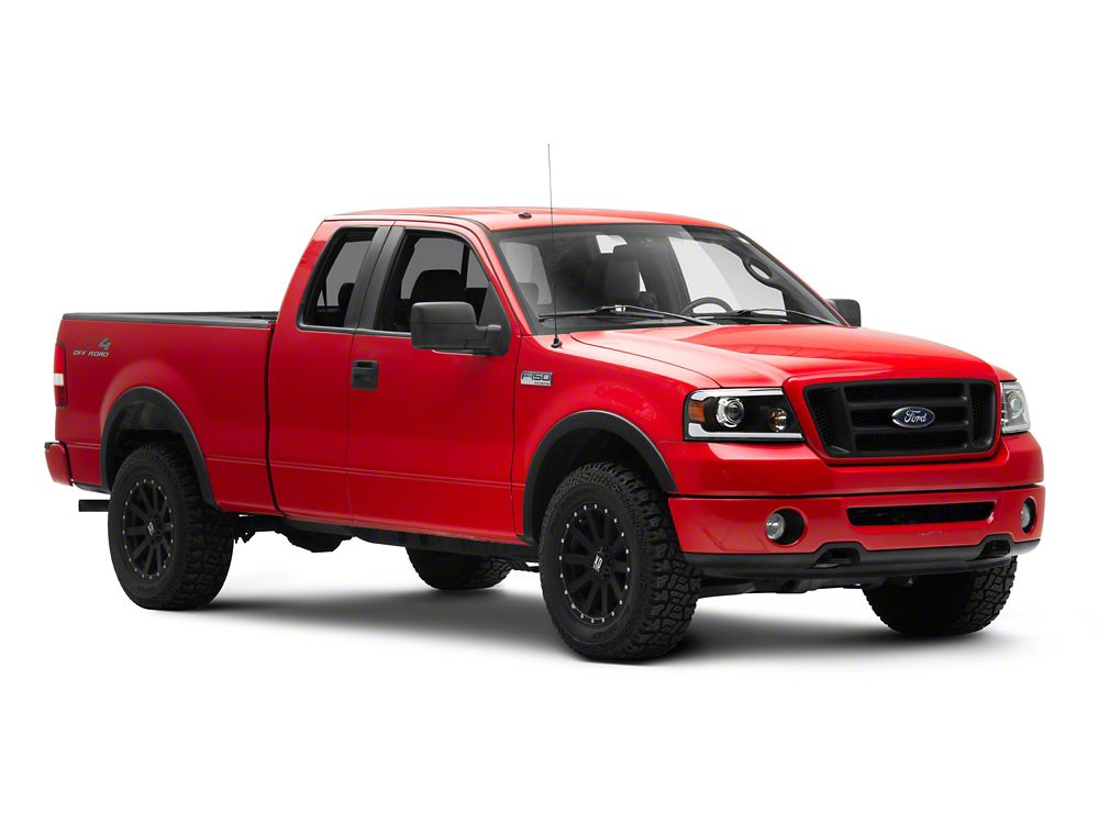 Raxiom Axial Series Projector Headlights with Sequential LED Bar; Black Housing; Clear Lens (04-08 F-150)