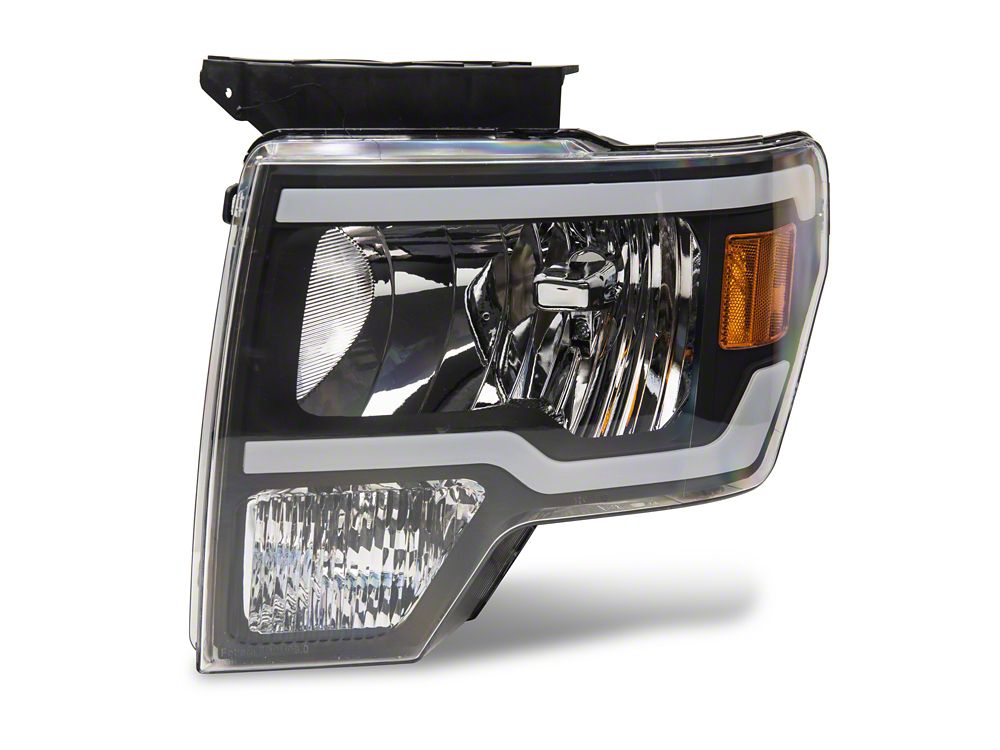 Raxiom Axial Series Headlights with LED Bar; Black Housing; Clear Lens (09-14 F-150 w/ Factory Halogen Headlights)