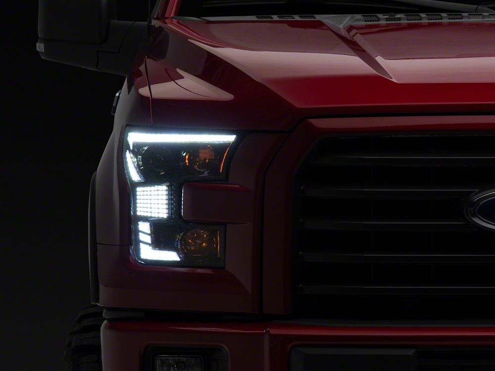 Raxiom XR Series LED Projector Headlights with DRL; Black Housing; Clear Lens (15-17 F-150 w/ Factory Halogen Headlights)