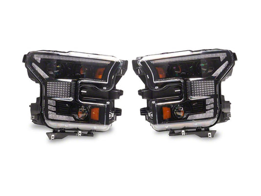Raxiom XR Series LED Projector Headlights with DRL; Black Housing; Clear Lens (15-17 F-150 w/ Factory Halogen Headlights)