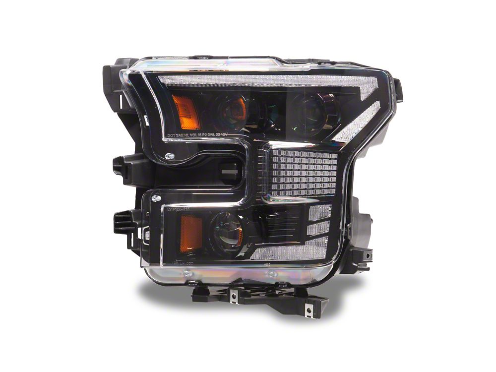 Raxiom XR Series LED Projector Headlights with DRL; Black Housing; Clear Lens (15-17 F-150 w/ Factory Halogen Headlights)