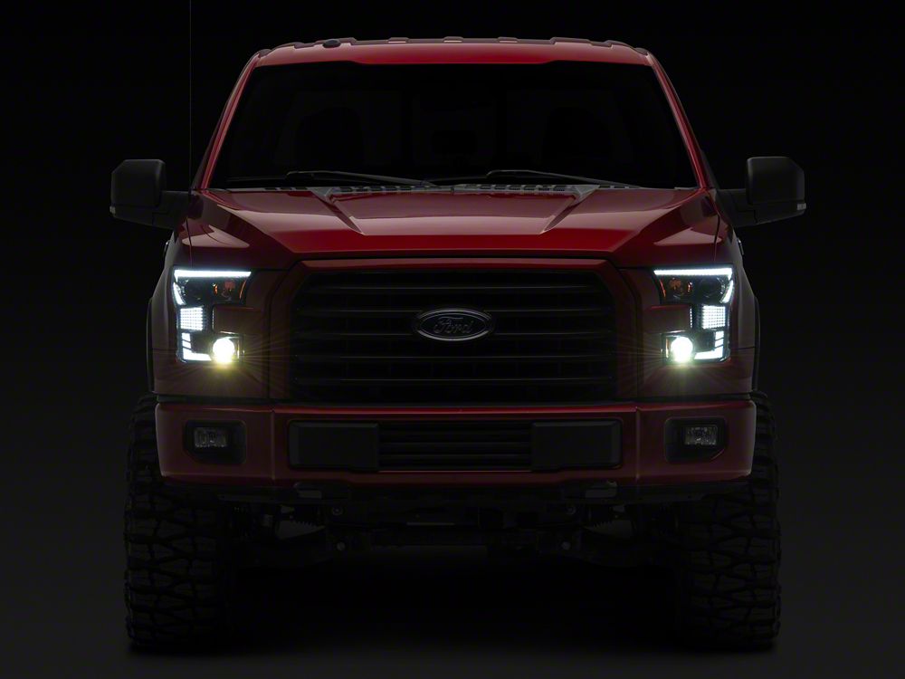 Raxiom XR Series LED Projector Headlights with DRL; Black Housing; Clear Lens (15-17 F-150 w/ Factory Halogen Headlights)