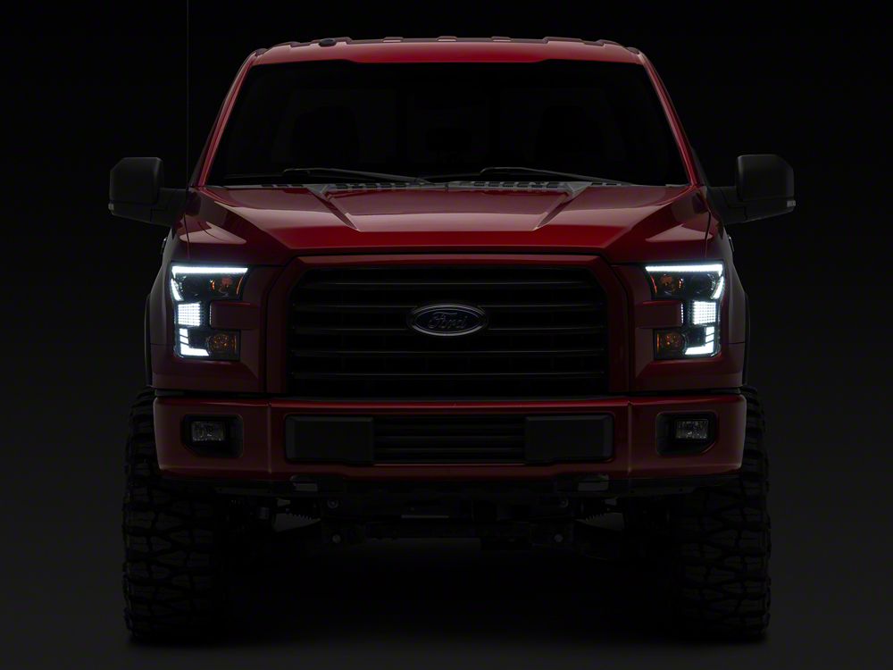 Raxiom XR Series LED Projector Headlights with DRL; Black Housing; Clear Lens (15-17 F-150 w/ Factory Halogen Headlights)
