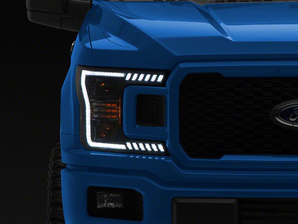 Raxiom LED Halo Surround Headlights with White DRL; Black Housing; Clear Lens (18-20 F-150 w/ Factory Halogen Headlights)