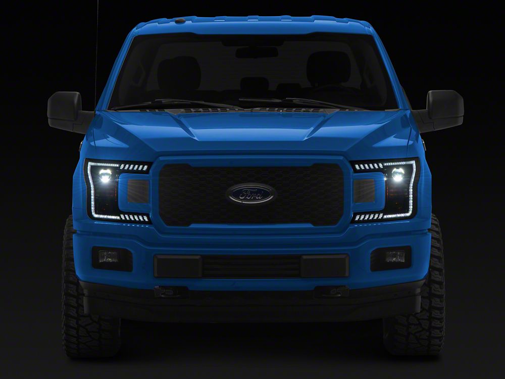 Raxiom LED Halo Surround Headlights with White DRL; Black Housing; Clear Lens (18-20 F-150 w/ Factory Halogen Headlights)