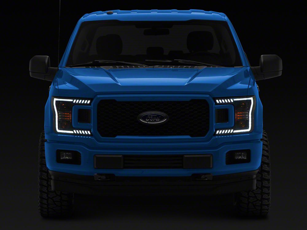 Raxiom LED Halo Surround Headlights with White DRL; Black Housing; Clear Lens (18-20 F-150 w/ Factory Halogen Headlights)