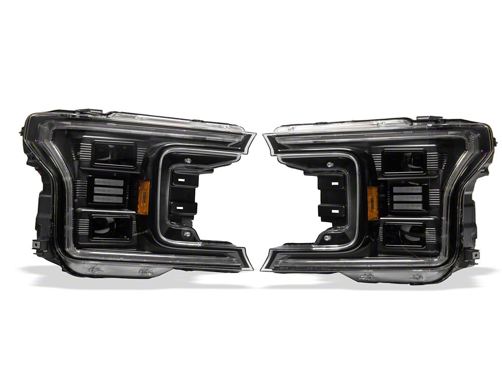 Raxiom CXR Series LED Headlights with Sequential Turn Signals; Black Housing; Clear Lens (18-20 F-150 w/ Factory Halogen Headlights)