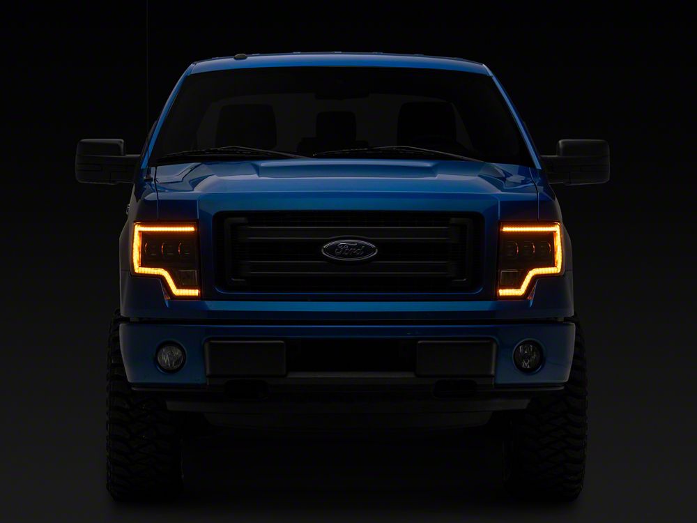 Raxiom CXR Series LED Headlights with Amber DRL; Black Housing; Clear Lens (09-14 F-150)