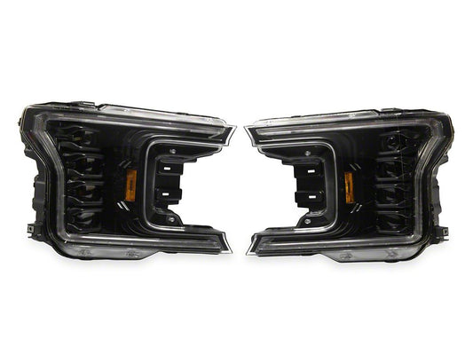 Raxiom CXR Series LED Headlights with Amber DRL; Black Housing; Clear Lens (18-20 F-150)