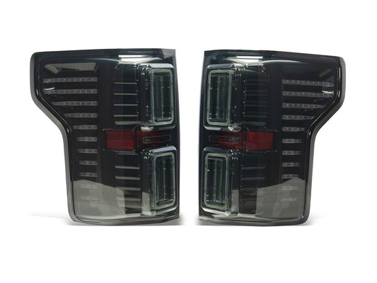 Raxiom CXR Series LED Tail Lights; Black Housing; Smoked Lens (15-17 F-150 w/ Factory Halogen Non-BLIS Tail Lights)