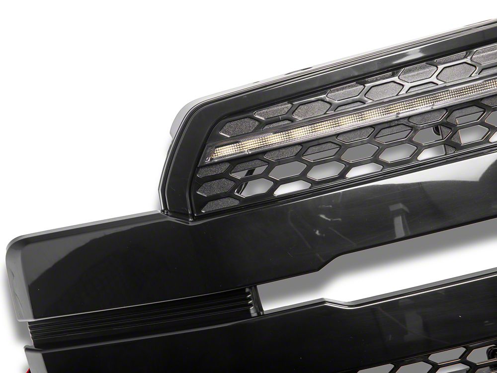 Raxiom CXR Series LED Upper Replacement Grille with White DRL; Black (18-20 F-150, Excluding Raptor)
