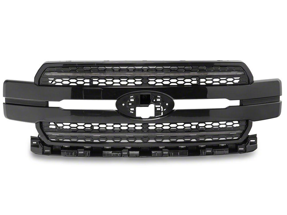 Raxiom CXR Series LED Upper Replacement Grille with White DRL; Black (18-20 F-150, Excluding Raptor)
