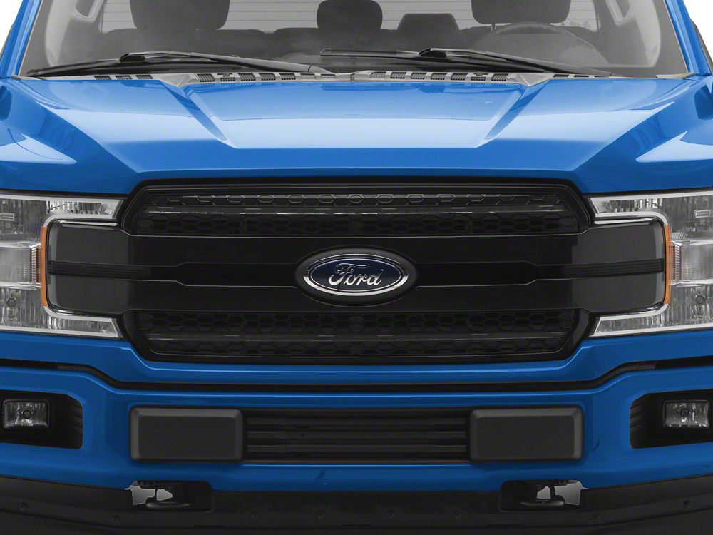 Raxiom CXR Series LED Upper Replacement Grille with White DRL; Black (18-20 F-150, Excluding Raptor)