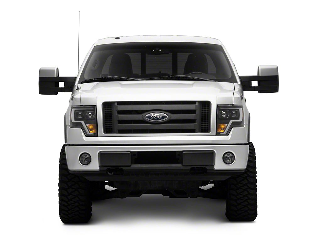 Raxiom Projector Headlights with LED Accent, G2 LED Tail Lights and Axial Series Smoked LED Third Brake Light; Black Housing; Clear Lens (09-14 F-150 Styleside w/ Factory Halogen Headlights, Excluding Raptor)