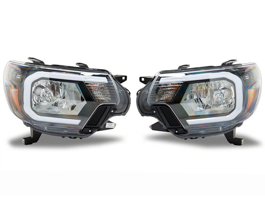 Raxiom Axial Series Headlights with Sequential LED Bar; Black Housing; Clear Lens (12-15 Tacoma)